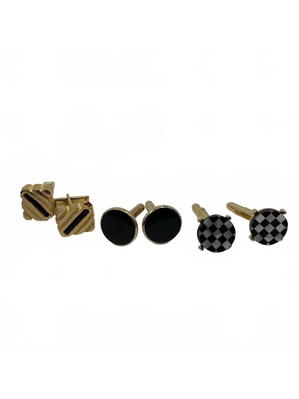 Vintage Gold & Black Cuff Links Set | Dress Shirt Formal Accessories OS